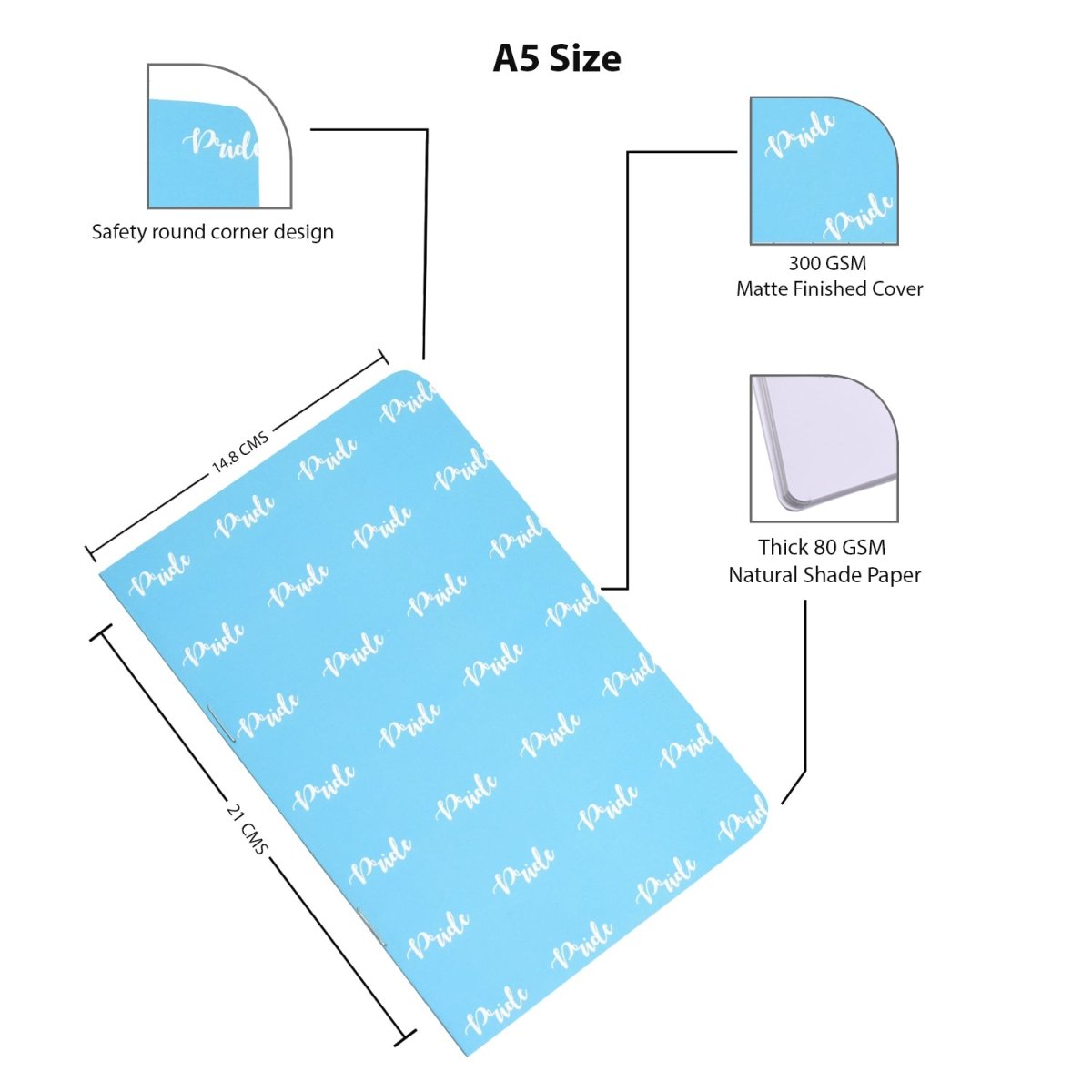 Papboo Set Of 4 Unruled Notebooks