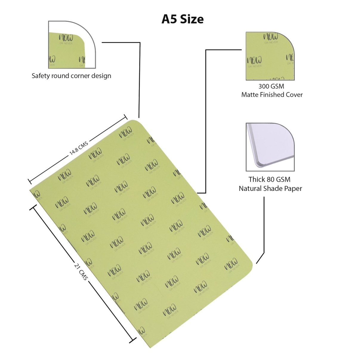 Papboo Set Of 4 Unruled Notebooks