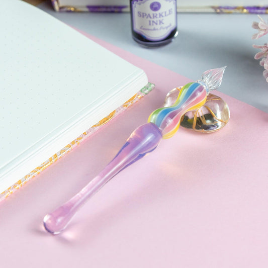 Dreamy Rainbow Balloon Glass Dip Pen | Rose