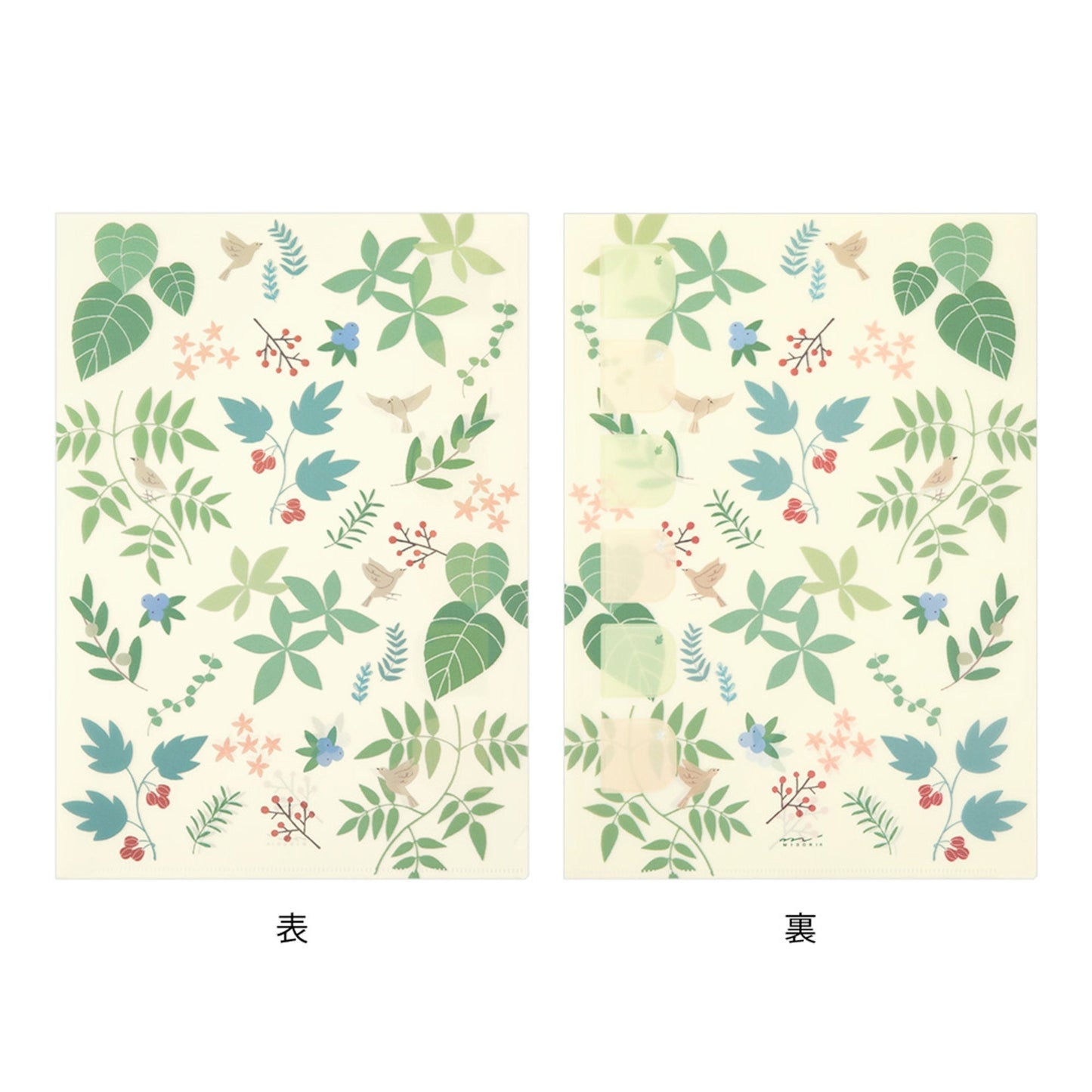 Midori MD A4 Single Pocket Index Clear Folder 2-Pack | Plants