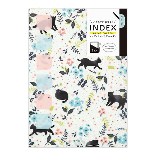 Midori MD A4 Single Pocket Index Clear Folder 2-Pack | Cats
