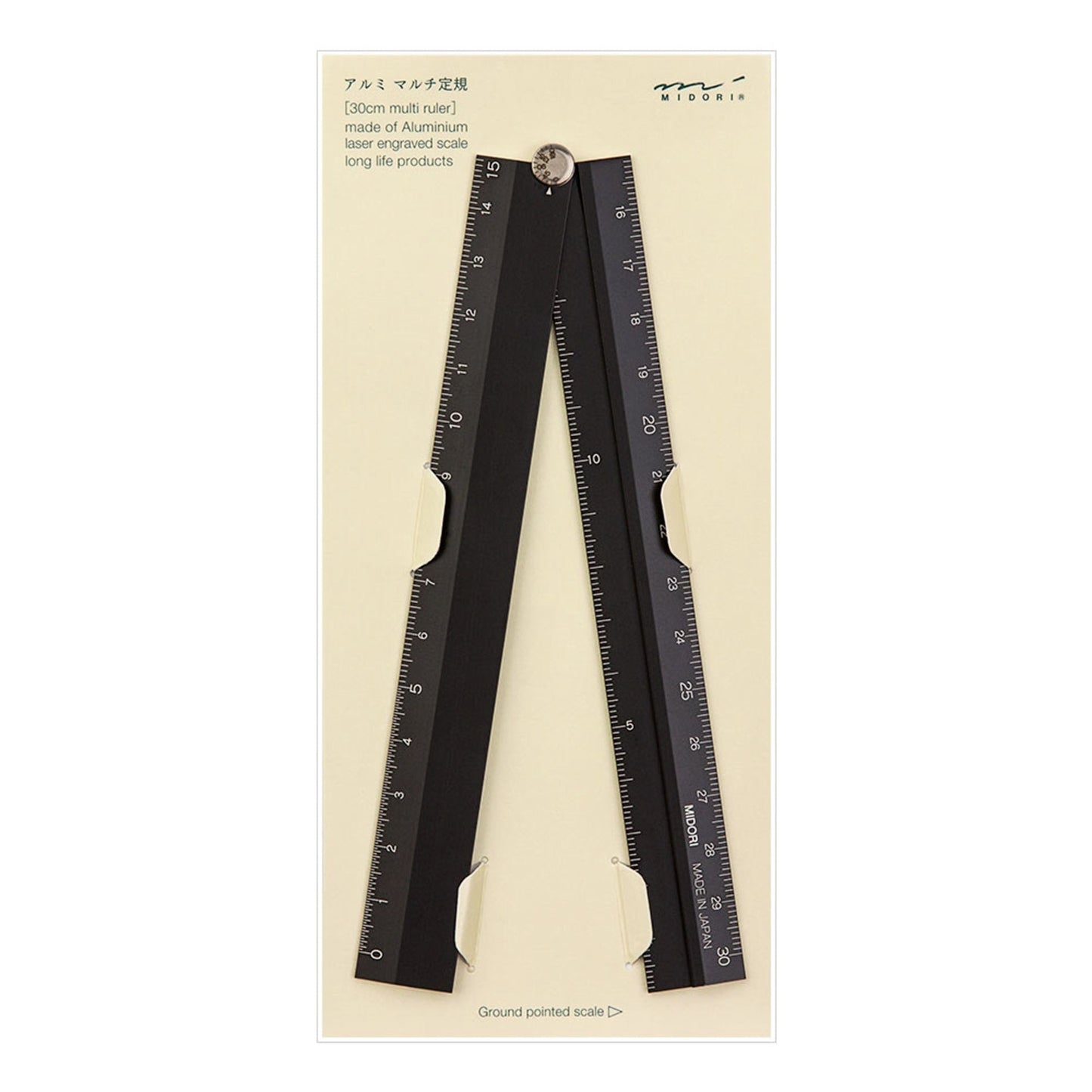Midori Aluminum FOLDING Multi Ruler with Angle Measurements 30cm | Black