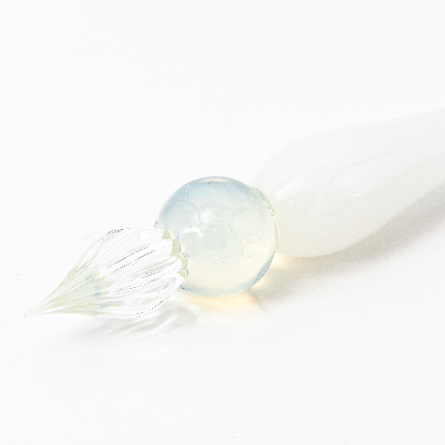 King's Scepter White Glass Dip Pen
