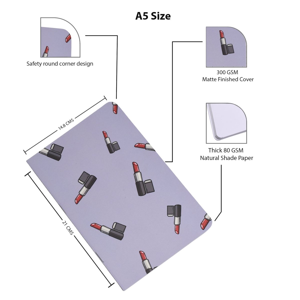 Papboo Set Of 4 Unruled Notebooks