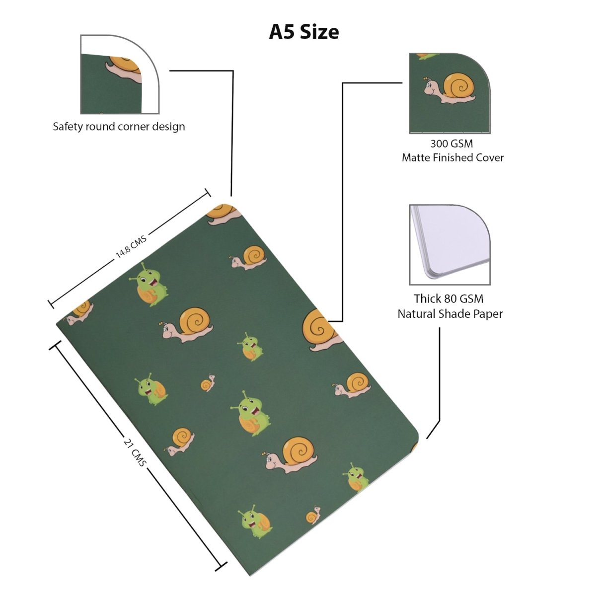 Papboo Set Of 4 Unruled Notebooks