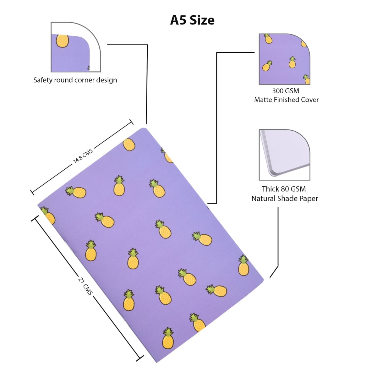 Papboo Set Of 4 Unruled Notebooks