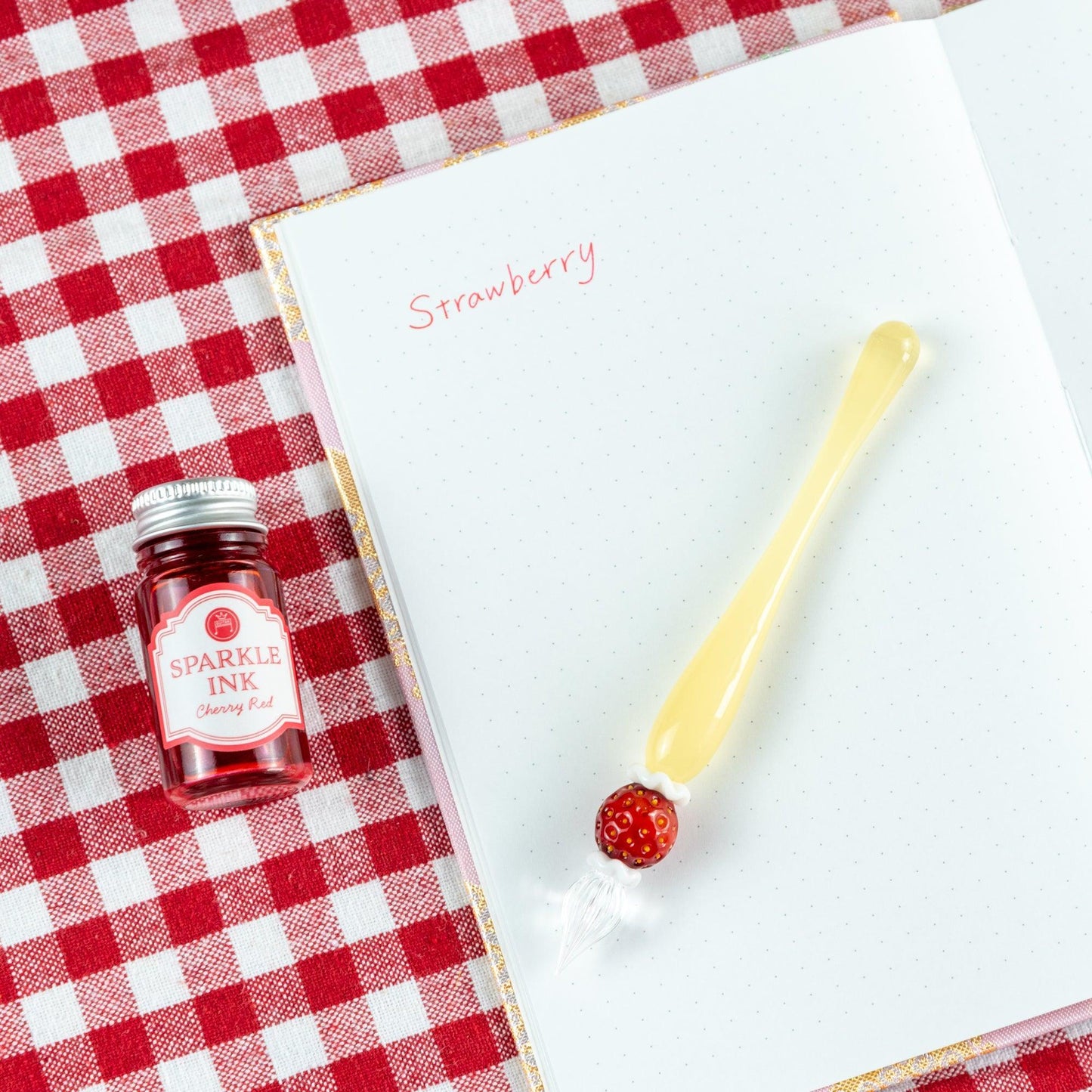 Strawberry Cake Glass Dip Pen